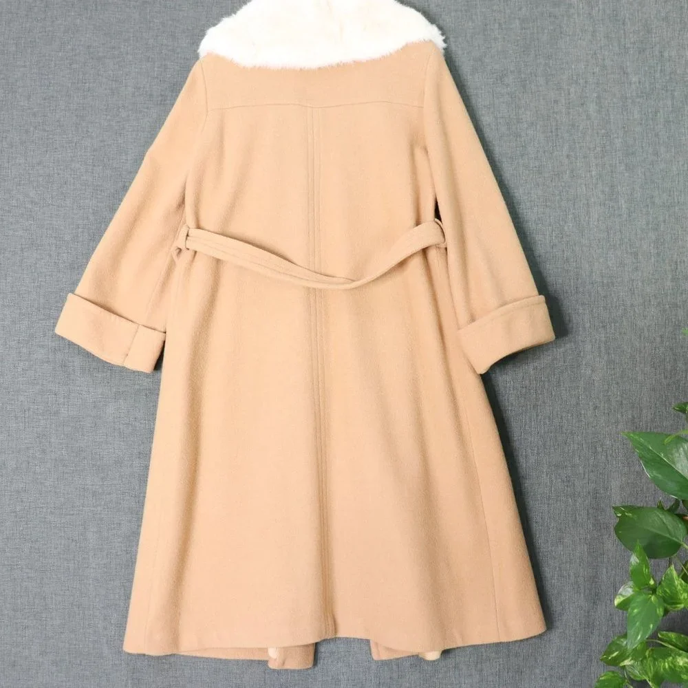 Switzer's Vintage Wrap Coat Womens M - XL 100% Wool Rabbit Fur Shawl Collar - Picture 6 of 13